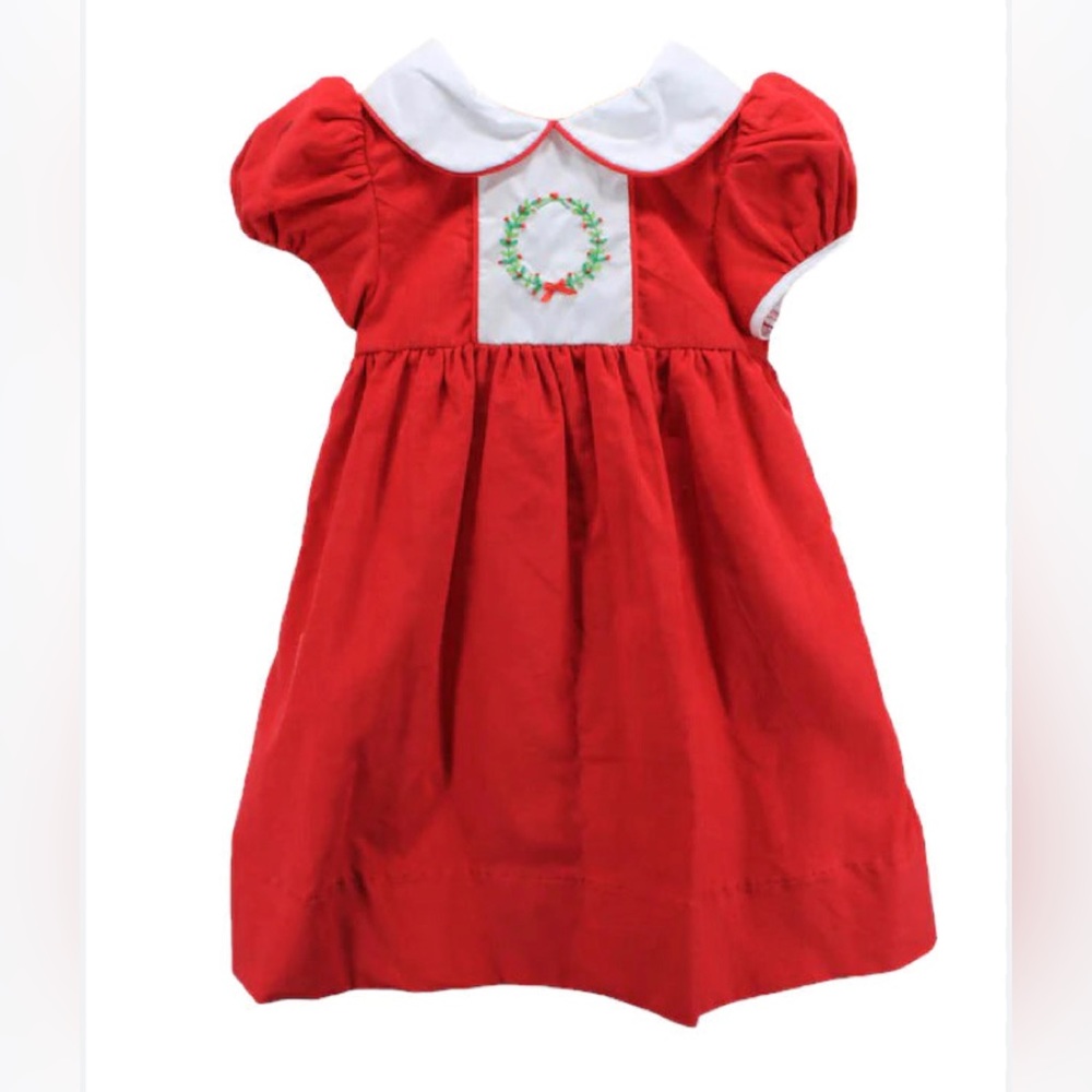 Baby blessings Christmas wreath smocked dress